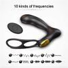 SXHMSAL Prostate Massager Anal Toy Vibrator with Dual Penis Ring, 3 Thrusting Speeds and 10 Vibration Modes, Silicone Butt Plug Remote Control Adult S