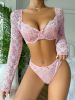 Lace Lace Girl Clothing See Through Sexy Long Sleeve Sexy Lingerie Bra Set